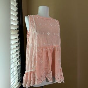 Elegant Pink Embroidered Sleeveless Top